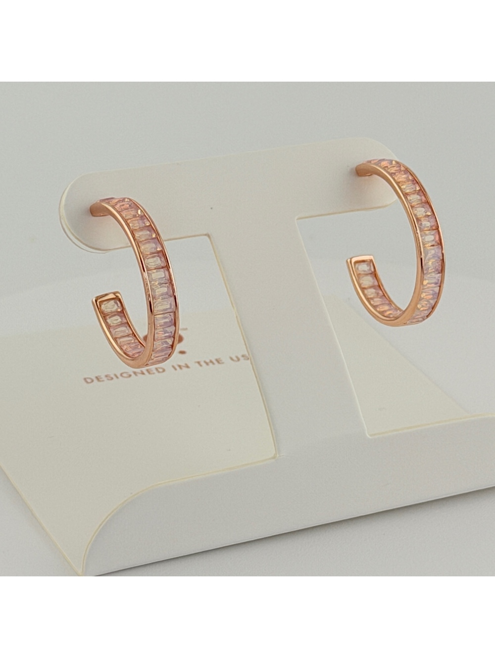 Bomb Party Simply Hoops “The Harlow Hoop” White Opal on Rose Gold RBP7103 HTF